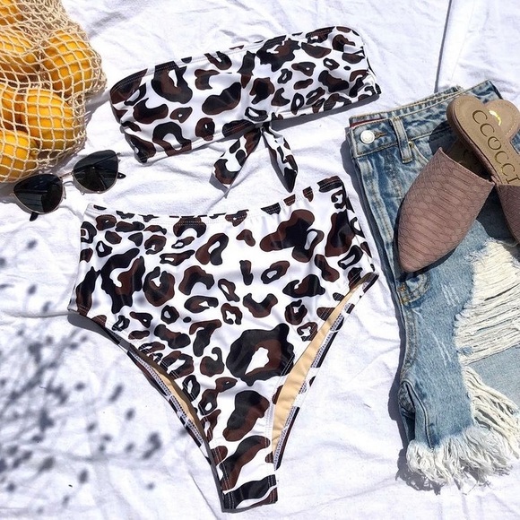 Bandeau Spotted Printed Safari Bikini - Picture 1 of 5